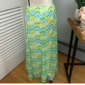 Ruby Rd Skirt Womens 14 Blue Green Yellow Chiffon Flowy Whimsy Fairy Spring Chic